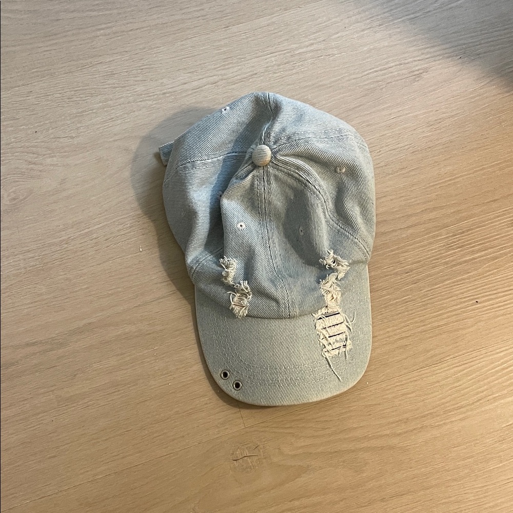 Distressed Denim Cap